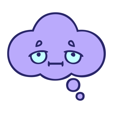 parlak neon renkli bir düşünce baloncuğunun gölgelenmiş çizgi filmi