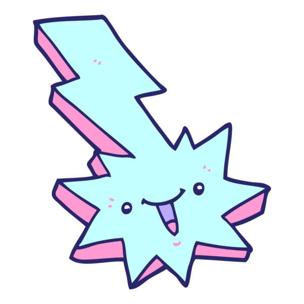 parlak neon renkli çizgi film yıldırımı