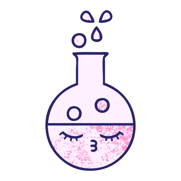 Parlak neon renkli bir test tüpünün retro grunge desen karikatürü