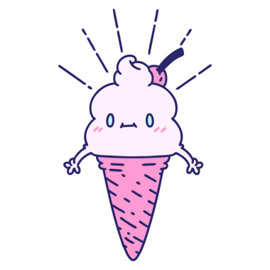 Parlak neon renkli geleneksel dövme stili dondurma karakterinin çizimi