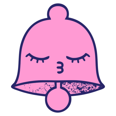 Parlak neon renkli bir çanın retro grunge desen karikatürü