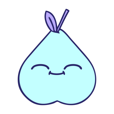 Parlak neon renkli armut karikatürü.