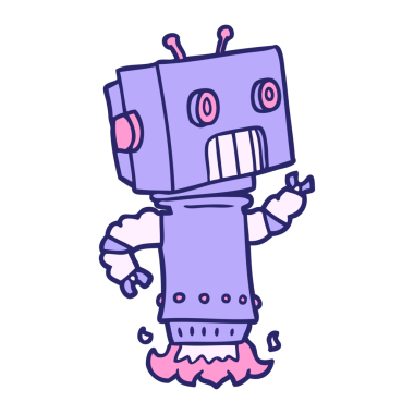 parlak neon renkli çizgi film robotu