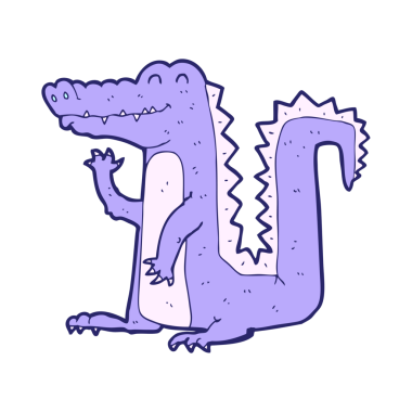 parlak neon renkli çizgi film timsahı