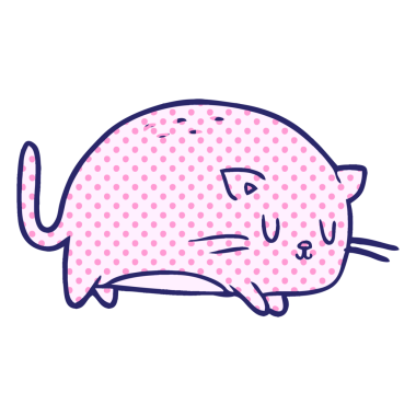 Parlak neon renkli şirin çizgi film kedisi.