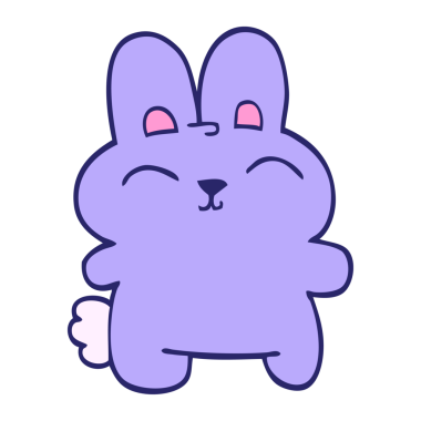 çizgi film karalaması parlak neon renkli gri tavşan