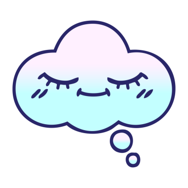 parlak neon renkli bir düşünce baloncuğunun gölgelenmiş çizgi filmi