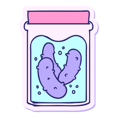 El çizimi karikatür çizimi parlak neon renkli turşu turşusu kavanozu.