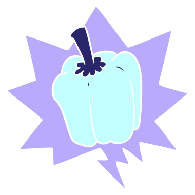 parlak neon renkli retro tarzı konuşma baloncuğu olan taze organik biber çizgi filmi