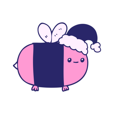 parlak neon renkli çizgi film noel arısı