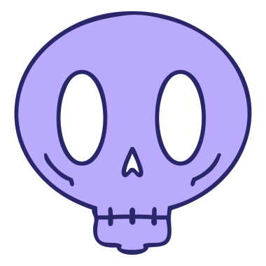 parlak neon renkli ürkütücü bir kafatası karikatürü