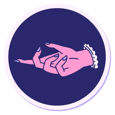 Parlak neon renkli geleneksel el dövmesi çıkartması.