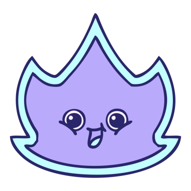 Parlak neon renkli şirin bir ateş karikatürü.