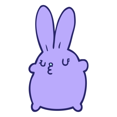 Parlak neon renkli şirin çizgi film tavşanı.