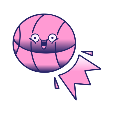 parlak neon renkli bir basketbol topunun gradyan karikatürü