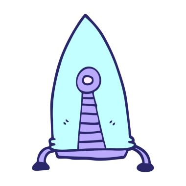 çizgi film karalama uzay roketi parlak neon rengi