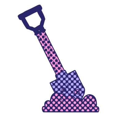 parlak neon renkli çizgi film küreği