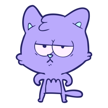 Parlak neon renkli sıkılmış çizgi film kedisi