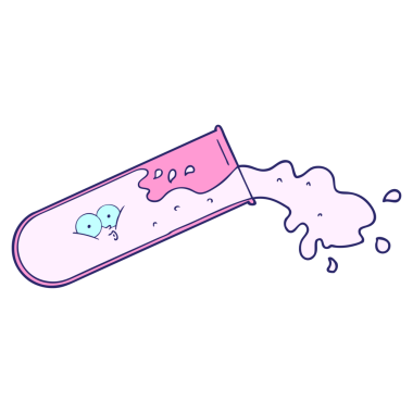 çizgi film test tüpü parlak neon renkli dökülüyor.