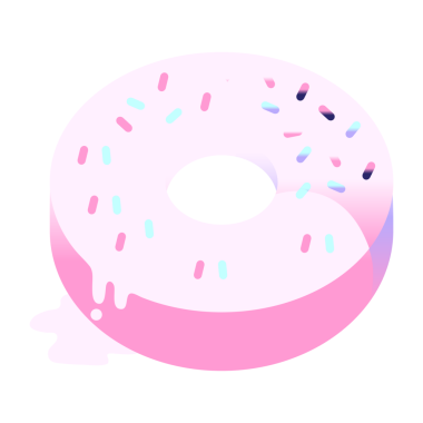 Parlak neon renkli lezzetli bir buzlu çöreğin düz renk çizimi