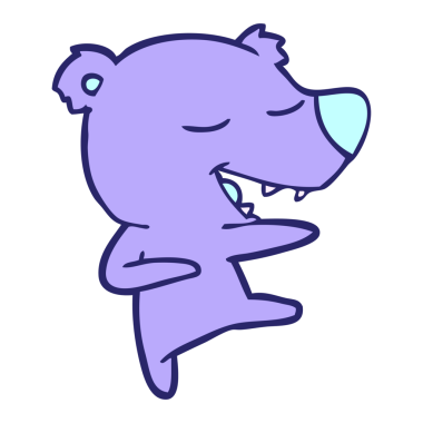 parlak neon renkli çizgi film ayısı