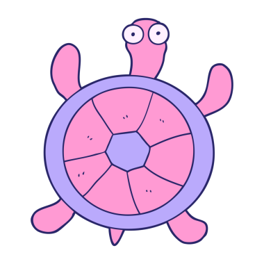 parlak neon renkli çizgi film kaplumbağası