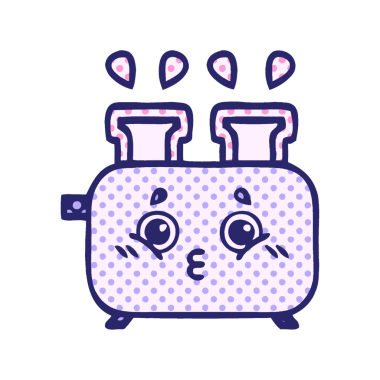 çizgi roman tarzı parlak neon renkli bir tost makinesinin karikatürü