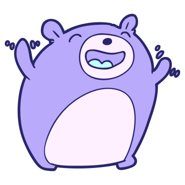 çizgi film ayısı parlak neon renkli gülüyor.