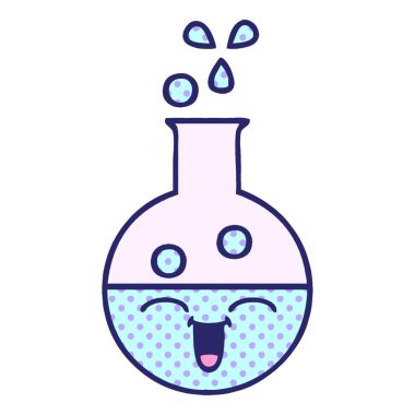 çizgi roman tarzı parlak neon renkli bir test tüpü.