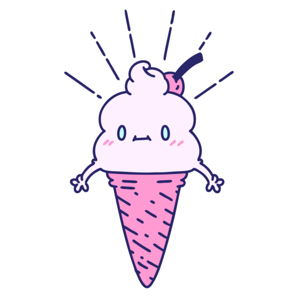 Parlak neon renkli geleneksel dövme stili dondurma karakterinin çizimi