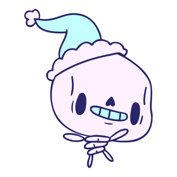 El çizimi kawaii iskeletinin parlak neon rengi Noel karikatürü