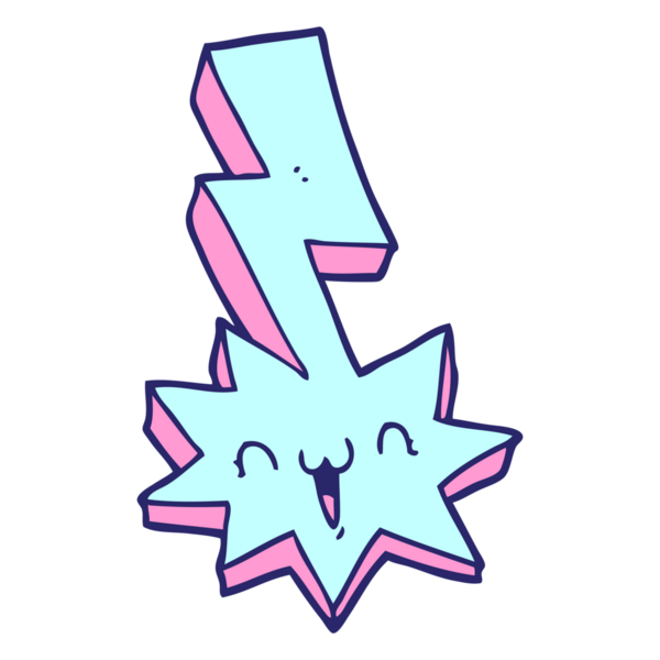 parlak neon renkli çizgi film yıldırımı