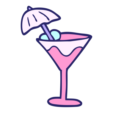 Çizgi film martini parlak neon renginde içecek.