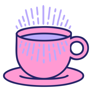 Parlak neon renkli kahve fincanının ikonik dövme şekli