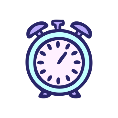 Çalar saatin parlak neon renkli şirin karikatürü