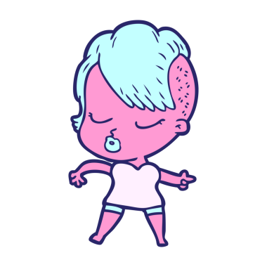 parlak neon renkli güzel hippi kız çizgi filmi