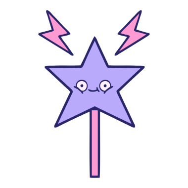 Parlak neon renkli sihirli bir değnek çizgi filmi.