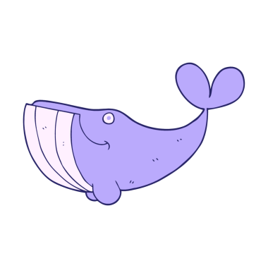 Parlak neon renkli mutlu balina serbest çizim