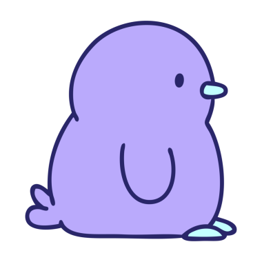 parlak neon renkli şirin bir penguen karikatürü