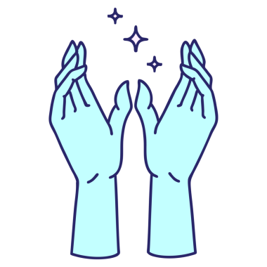 Parlak neon renkli mistik ellerin ikonik dövme görüntüsü