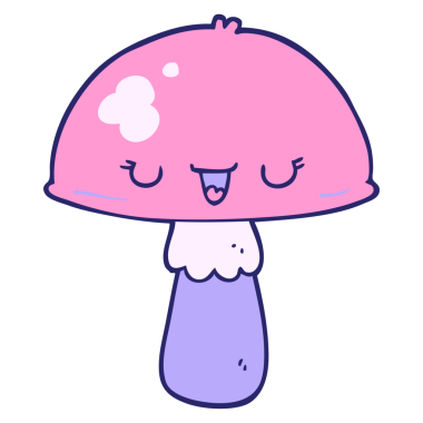 parlak neon renkli çizgi film mantarı