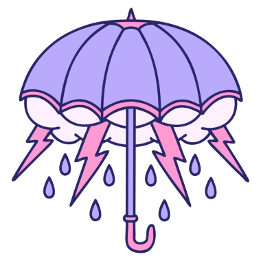 Parlak neon renkli bir şemsiye ikonik dövme görüntüsü