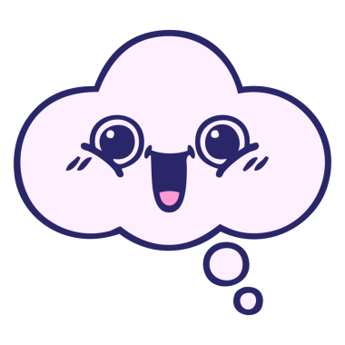 Parlak neon renkli bir düşünce baloncuğu karikatürü.