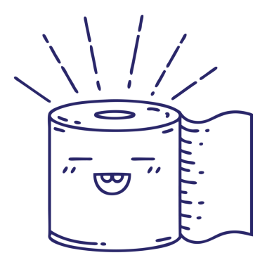 Geleneksel siyah çizginin, dövme stili tuvalet kağıdı karakterinin parlak neon rengi.