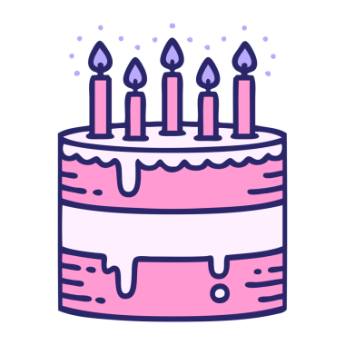 Parlak neon renkli bir doğum günü pastasının ikonik dövme görüntüsü