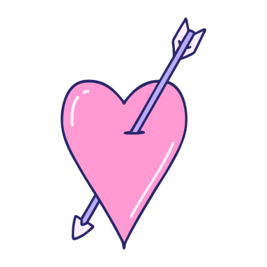 Parlak neon renkli ok ve kalbin ikonik dövme görüntüsü