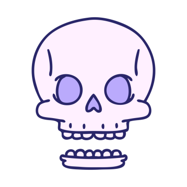 parlak neon renkli ürkütücü bir cadılar bayramı kafatası karikatürü