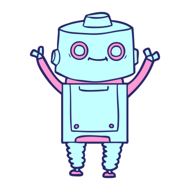 parlak neon renkli çizgi film robotu