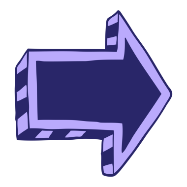 çizgi film karalaması parlak neon renginde ok yönlendiriyor