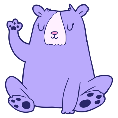 çizgi film ayısı; parlak neon renginde el sallıyor